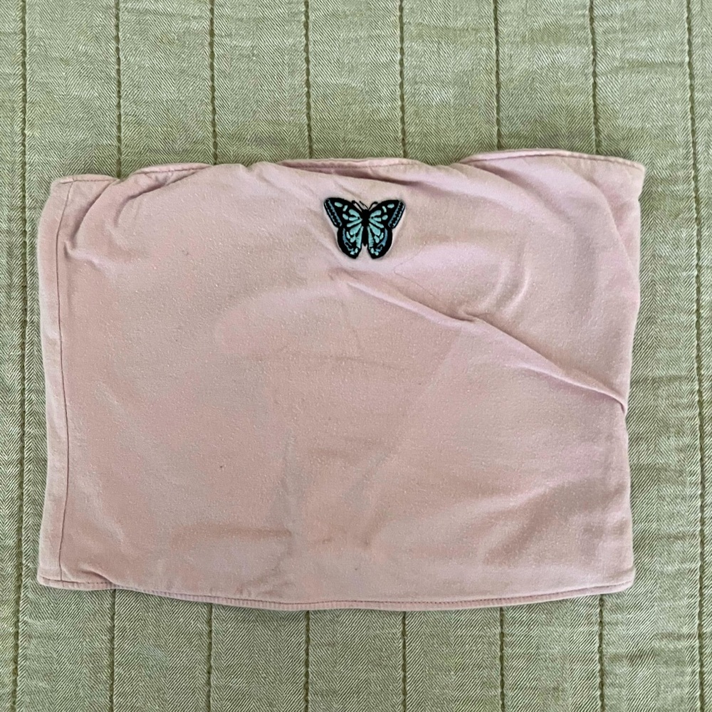 Pink Butterfly Tube Top Reversible